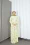 Women's Modal Fabric Floral Patterned Hijab Half Placket Buttoned Summer Dress Yellow Hnt2130 - 3