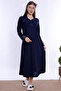 Mother's Comfort Maternity Nightgown with Breastfeeding Feature Effortt - Navy Blue - 4