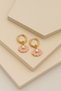 Steel Gold Pearl Detailed Seashell Figured Hoop Earrings - 2