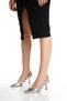 Women's Silver Patent Leather Medium Heeled Pointed Toe Open Back Stylish Evening Dress Stiletto - 6