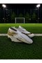 Children's Turf Soccer Shoes White-Gold High-Top Grass Field (Flat) - 4