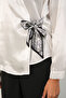 Women's Double-Breasted Satin Shirt 1510 - White - 5