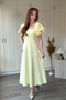 Elegant Midi Flared Yellow Dress with Ruffle Detail on the Sleeve - 7