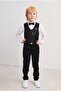 Boy's Black Vest Shirt Pants Set