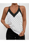 Stylish Women's Strappy V-Neck Polka Dot Patterned Sandy Blouse - 4