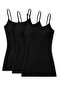 Ribana Women's Undershirt with String Straps, Black, 100% Cotton, Pack of 3 - 2