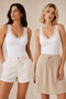 Women's Cotton & Modal Lace Strap Padded 5-Piece Flexible Daily Tank Tops - Gathering 5-Piece Bra Singlet - 4