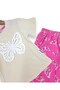 Girl's Summer Muslin Trousers and Butterfly Embroidered T-Shirt 2-Piece Set, Sizes 2-14 Years - 5