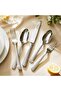 5-Piece Silverware Set, 18/10 Stainless Steel Flatware, Luxury Striped Cutlery, Dishwasher Safe - 5