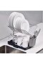 2 Tier Stainless Steel Dish Drying Rack, Extra Large Self-Draining Dish Rack with Utensil Holder, Expandable Kitchen Counter Organiser, Black - 6