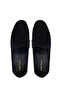 Men's Genuine Leather Black Nubuck Loafers - 5