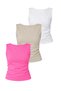 Women's Side Gathered Back Detailed Athlete T-Shirt (95% Cotton), (White, Stone Color, Pink)