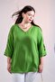 Women's Plus Size V-Neck Blouse with Sleeve Detail - 6