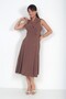 Women's Double Breasted Collar Lined Double Slit Button Detailed Midi Crepe Dress