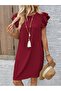 Women's Short Sleeve Crew Neck Ruffle Short Wrap Dress - 2