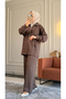 6420 - Stylish Comfortable Single Jersey Knit Modal Loose Zippered Wide Collar Pocket Detailed Women's Set - 2