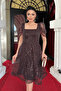 Full Beaded Fabric Square Neck Midi Dress - Dark Brown - 4
