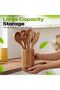 AIUHI Wood Utensil Holder for Kitchen Counter, Wooden Utensil Crock, Kitchen Utensil Organizer, 5.9"x 3.5" Large Spatula and Spoon Holders - 3