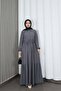 Half Pat Buttoned Waist Tie-Up Ayrobin Dress Gray Hnt85451