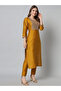Mustard Yellow Silk Blend Embroidered Kurta Pant Set - AMZ1013 | Mustard Yellow - 3