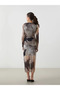 Mixed Crew Neck Tie-Dye Pattern Women's Bodycon Dress - 6