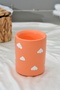 Cloudy Pastel Orange Round Pen Holder & Makeup Brush Holder & Desktop Organizer (Round) - 2