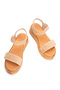 Women's Genuine Leather Wedge Heeled Sandals 6371 Beige Suede - 3