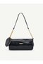 Wrinkled Textured Black Shk327 Cylinder Bag, Wallet with Charms, Zipper, Women's Hand, Arm and Shoulder Bag