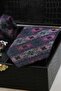 Black Men's Gift Box - Tie with Handkerchief, Cufflinks, Tie Clip Kmk242 - 3