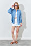 100% Pure Linen Washed Luxury Single Pocket Oversize Women's Shirt |   Mks169571-01 - 7