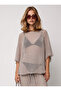 Women's Stone Metallic Textured Openwork Knitwear Blouse Blz-19003394 - 4