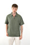 Linen Look 100% Cotton Comfortable Fit Drop Shoulder Zipper Closure Men's Polo Collar T-Shirt - 5
