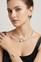 Pearl and Stone Choker Necklace Bracelet Earrings Set