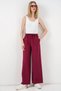 Women's High Waist Wide Leg Pants 1527 - Burgundy