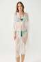 Floral Embroidered Tie-Front Long Beach Dress White