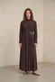Modal Tensel Fabric Draped Belt Detailed Buckle Long Dress for Women