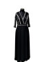 Linear Sequin Embroidered V-Neck Evening Dress - 2
