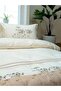 Puff Flower Embroidered Two-Tone Double Duvet Cover Set