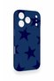 iPhone 17 Pro Compatible Navy Blue Star Pattern Silicone Case - 4