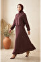 Striped Modal Shirt Collar Hijab Double Set 0328-02 Purple - 2