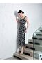 Backless Mesh Fabric Slit Long Women's Dress - 3
