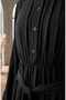 Hakim Collar Elastic Waist Hijab Dress 0326-04 Black - 4