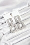 Silver Color Zircon Stone Square Model Women's Evening Dress Earrings - - 2