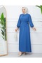 Li̇nda Fabric Sleeves, Pleated, Stone-Embellished Collar and Belt Hürrem Dress