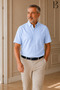 Relaxed Fit Classic Men's Dad Short Sleeve 100% Cotton Linen Shirt - 4