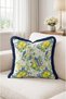 Vintage Bird and Lemon Pattern Floral Fringe Throw Pillow Cover - Navy Blue Tassel Pillowcase - 4