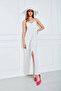 Lace Detailed Strappy Long Dress-Ecru - 8