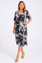 Women's Large Size Gray, Woven Viscose Fabric, V-Neck Tie-Dye Pattern Dress 65N39565 - 5