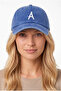 Letter a Cobalt Blue Embroidered Washable Vintage Unisex Hat - 2