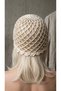 Hand Knitted Sequin Detailed Summer Perforated Mesh Bandana-Cream
